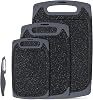 Chopping Board Set, Kitchen Cutting Boards with Non-Slip Feet and Deep Drip Juice Groove, 3PCS BPA Free Plastic Chopping Boards Dishwasher Safe Cutting Board, Black