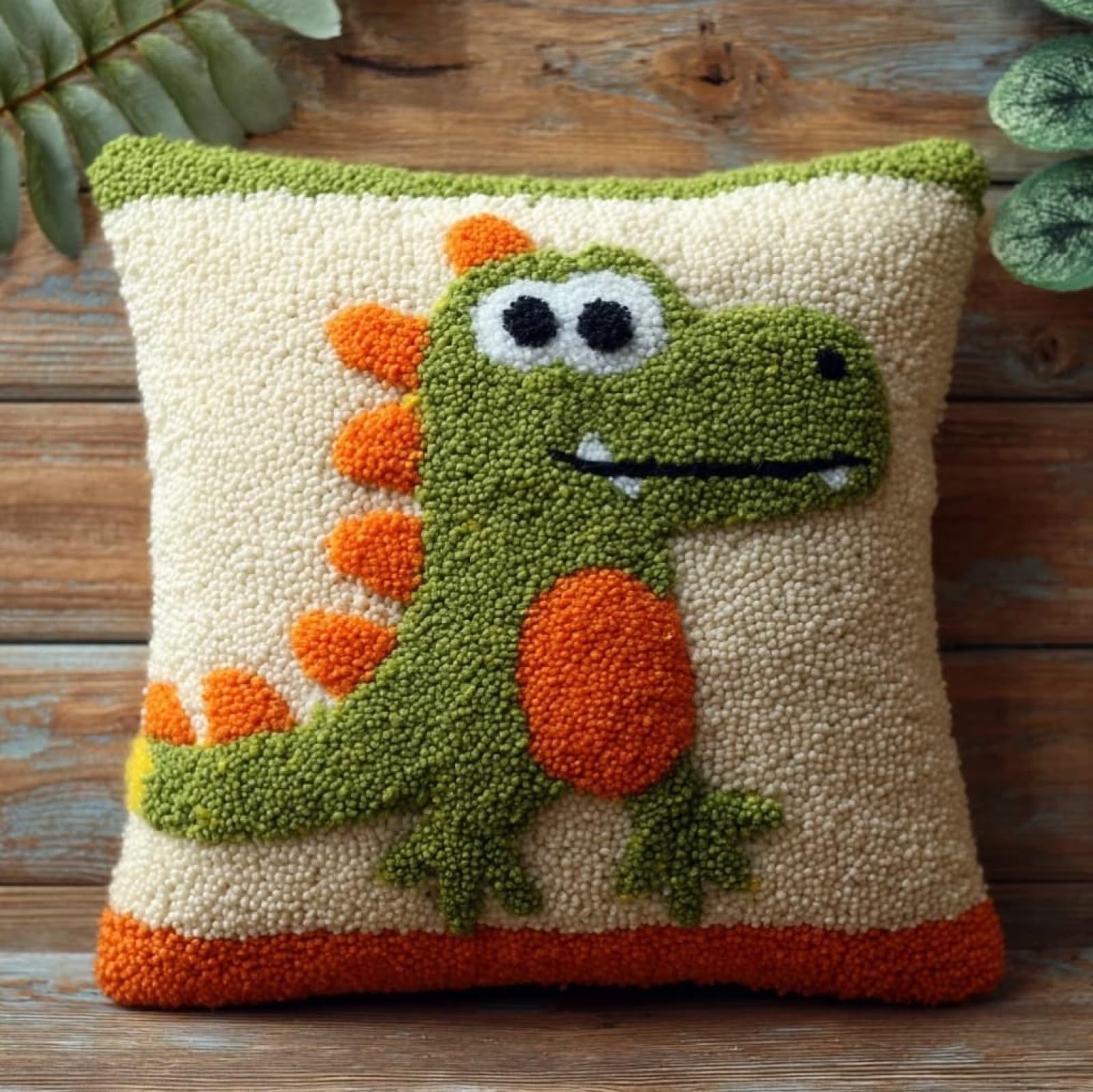 AxiangziK Latch Hook Pillow Kit for Beginners,Animal Lizard 43x43cm Complete DIY Craft Set,Decorative Cushion Cover for Living Room & Bedroom