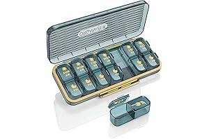 AM/PM Pill Organizer Twice A Day with Child Resistant Lid
