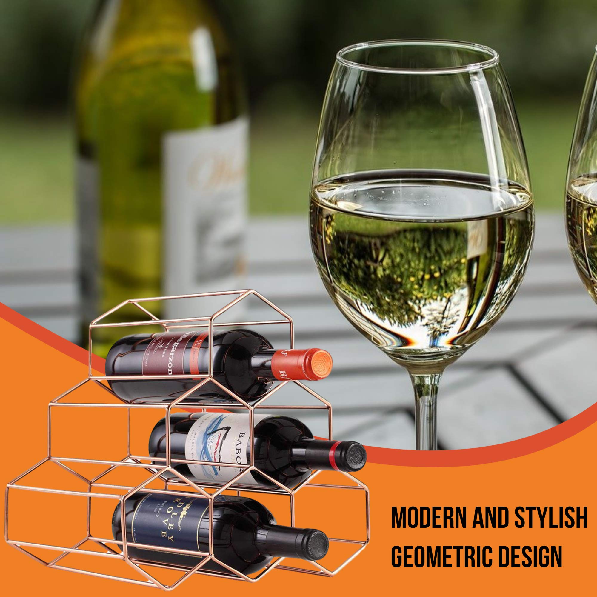 Weinregal Für Die Arbeitsplatte Im Revolver-Design – Elegant & Stabil In Roségold | Hält Eine Flasche Sicher & Ist Ein Dekorativer Hingucker