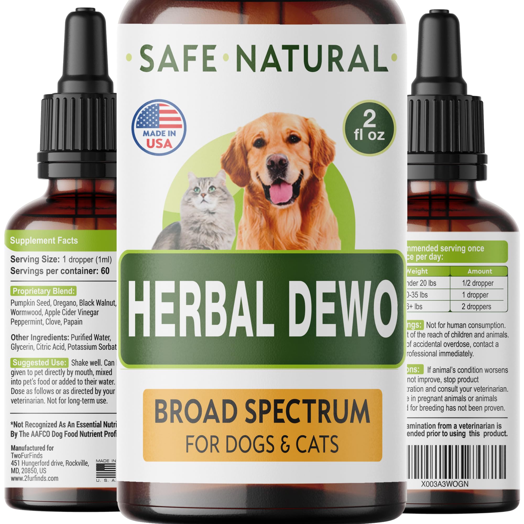 Liquid Herbal Cleanse for Cats and Dogs - Homeopathic Control for Pets of All Breeds and Sizes - Puppy and Kitten - USA-Sourced Ingredients - Preventative or Reactive - 2oz