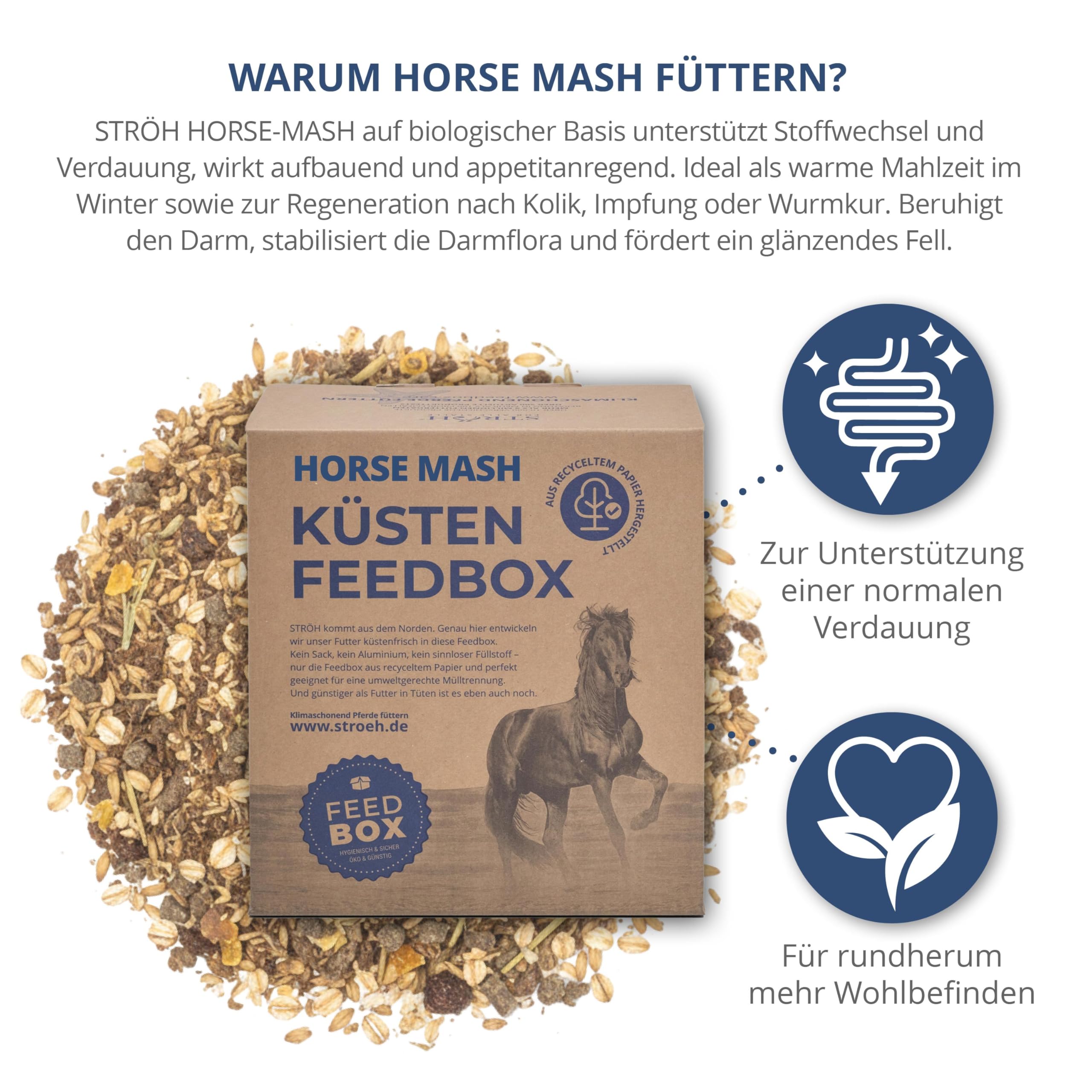 STRÖH Horse Mash Pferd - 30 kg Feedbox - Ergänzungsfutter für Pferde