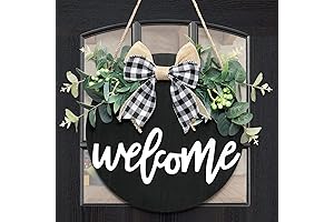 Alynsehom Welcome Sign Front Door Black Home Decor