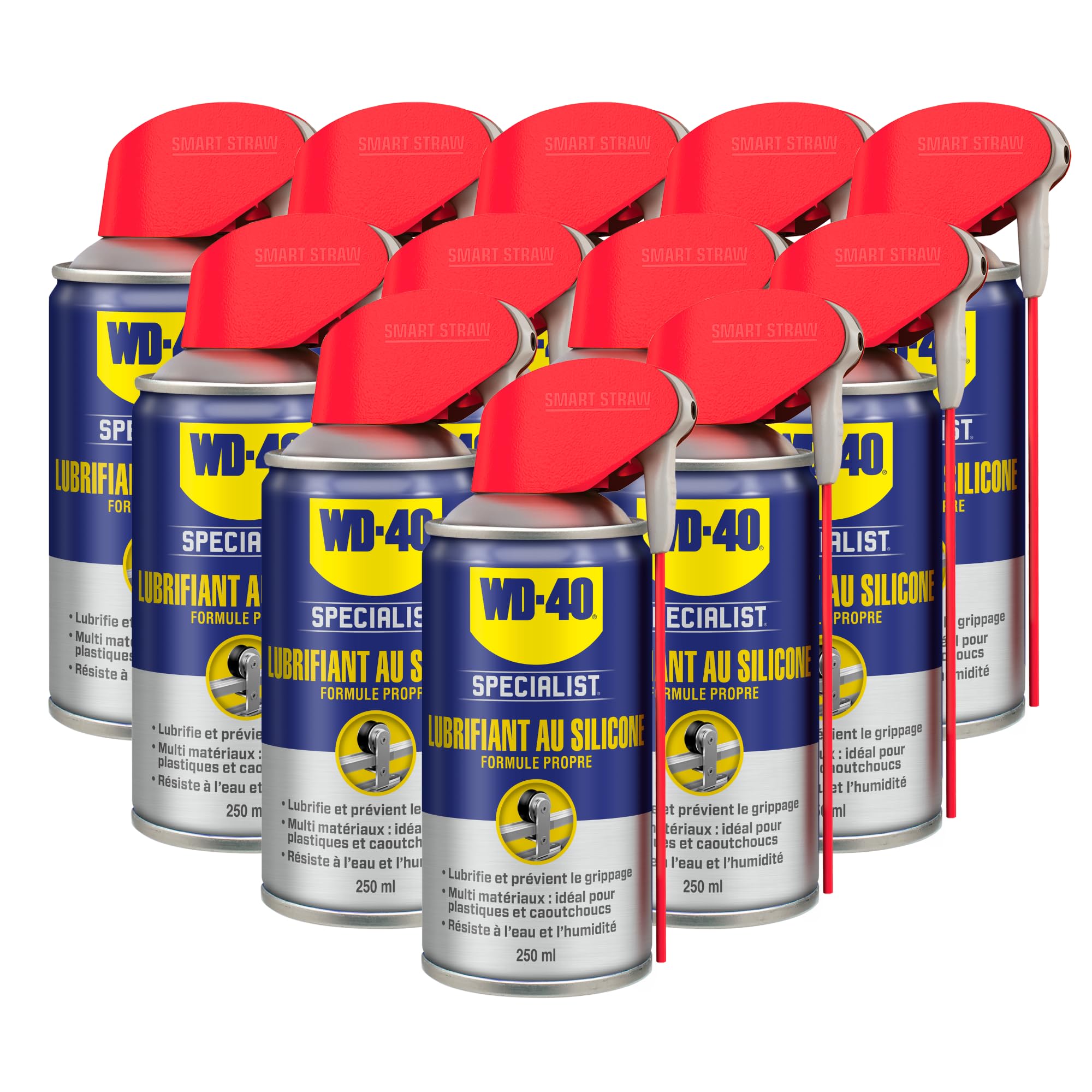 WD-40 Specialist • Lubrifiant Au Silicone • Spray Double Position • Formule Propre • Isolation contre l'humidité • Comptatible tous métaux, plastiques, caoutchoucs, bois • Carton de 12 aérosols 250 ML