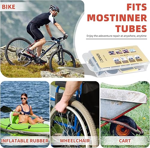 Miniatura 7 de Kit de parches de reparación de pinchazos de neumáticos de bicicleta, ligero, sin pegamento, con 24 kits de parches de tubo sin pegamento, caja de