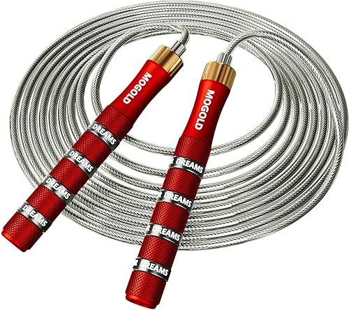 Miniatura 7 de Cuerda de saltar para hombres, mujeres y niños, jumprope de alta calidad con doble rodamiento de bolas, giro de 360 grados, cuerda de saltar con