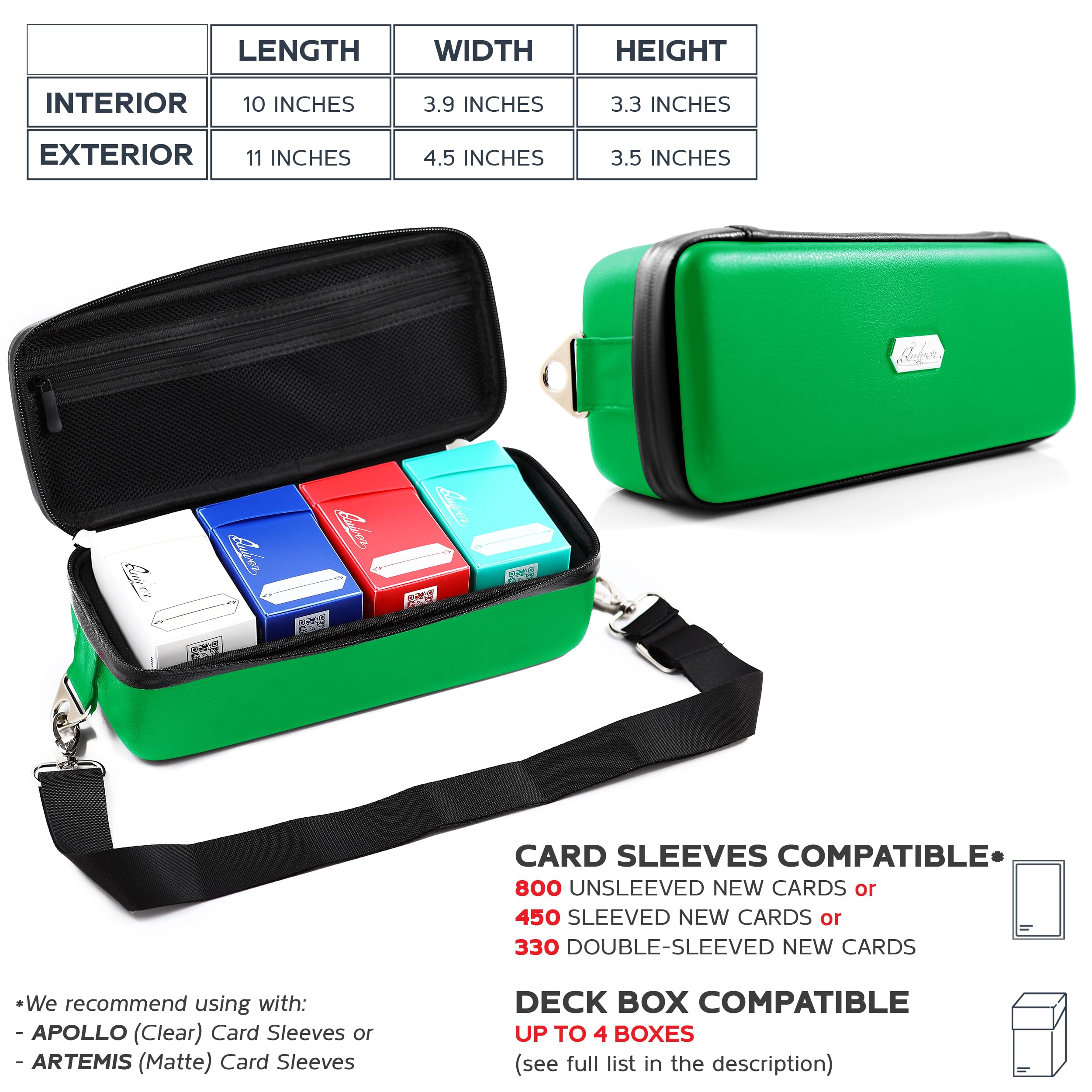 Quiver Time  fits Pokemon Cards and other TCG Games - Storage Bag for Playing/Trading Cards and Deck Box (Straps, Dividers & 100 Apollo Card Sleeves)