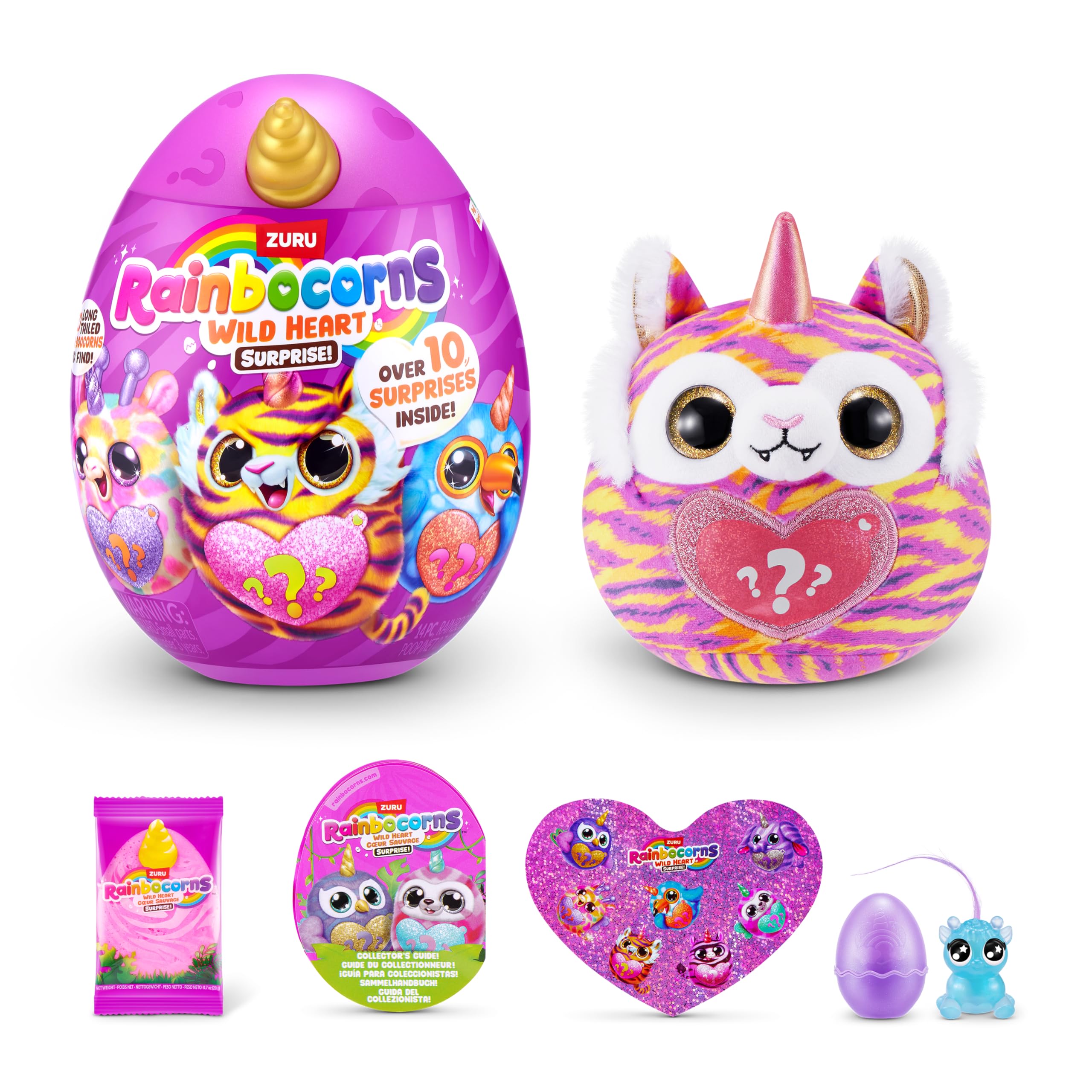 Rainbocorns Wild Heart Surprise (Tiger) by ZURU – Collectible Plush Toy with Surprises, Mystery Egg for Girls & Boys Ages 3+