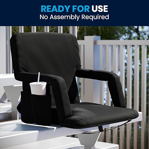 Miniatura 4 de Flash Furniture Malta - Asiento de estadio portátil para gradas o bancos, silla acolchada para estadio con correas para mochila y almacenamiento,