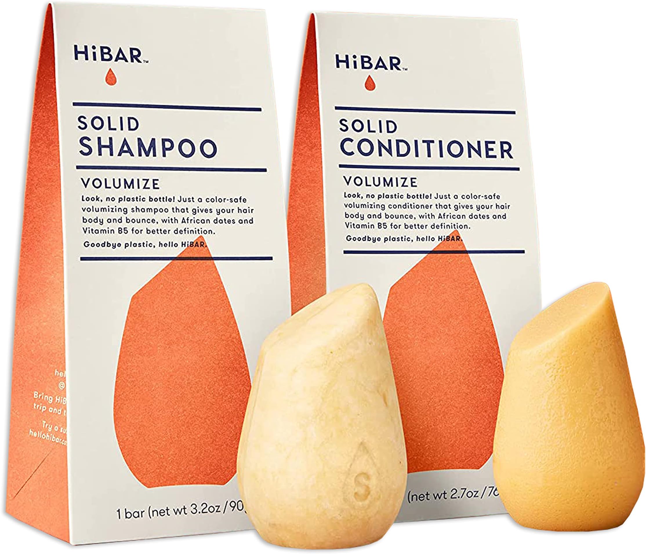 - Volumize Shampoo & Conditioner Set - For Fine, Flat Hair - Add Body, Definition & Volume - African Dates & Vitamin B5 - Plastic, Soap, Paraben & Sulfate-Free - Color Safe & Vegan -2 Solid Bars