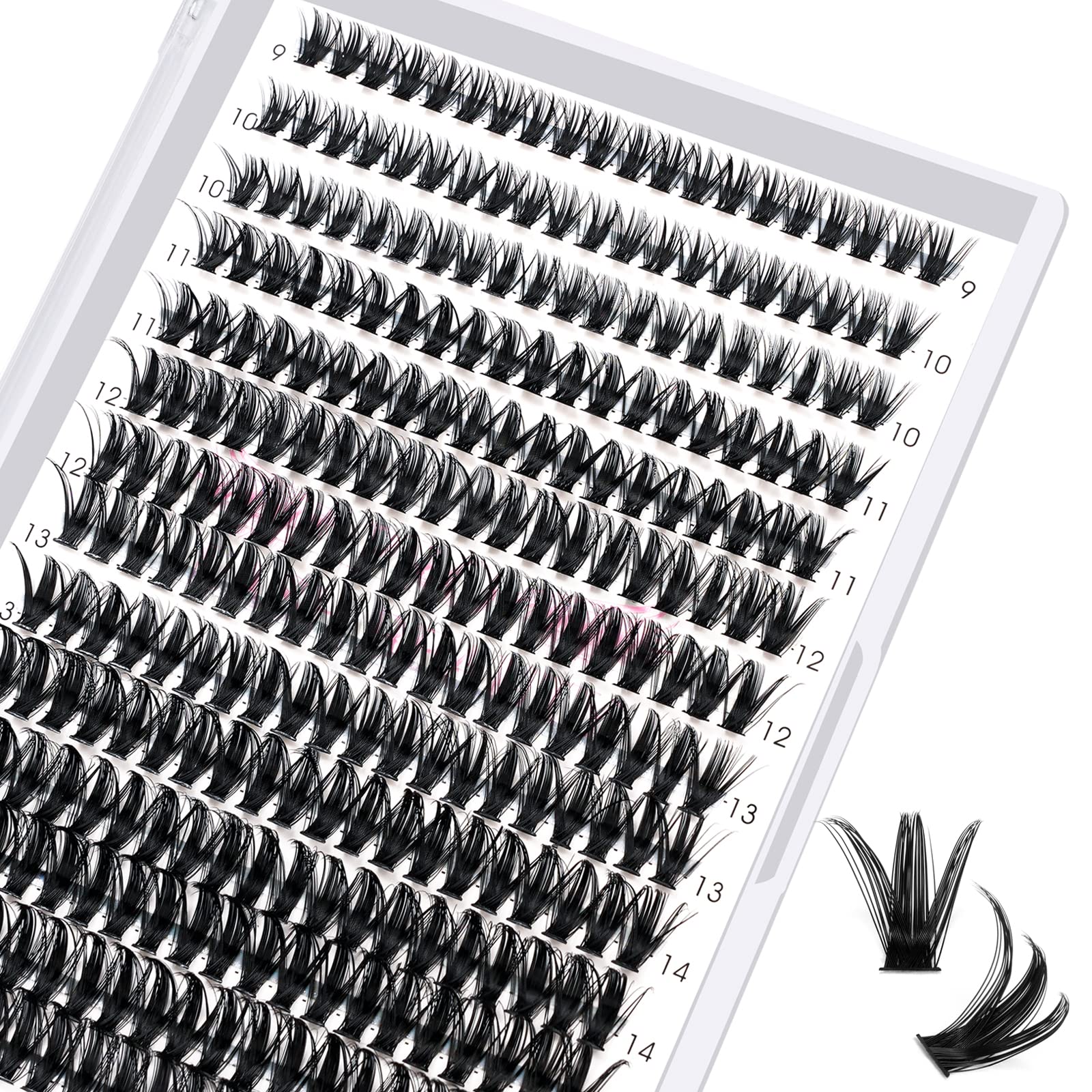 280 Pcs Individual Lashes 50D-D-9-16mix Lash Clusters Wispy Lashes Cluster Lashes That Look Like Eyelash Extensions DIY Lashes At Home (50D-D-9-16mix)