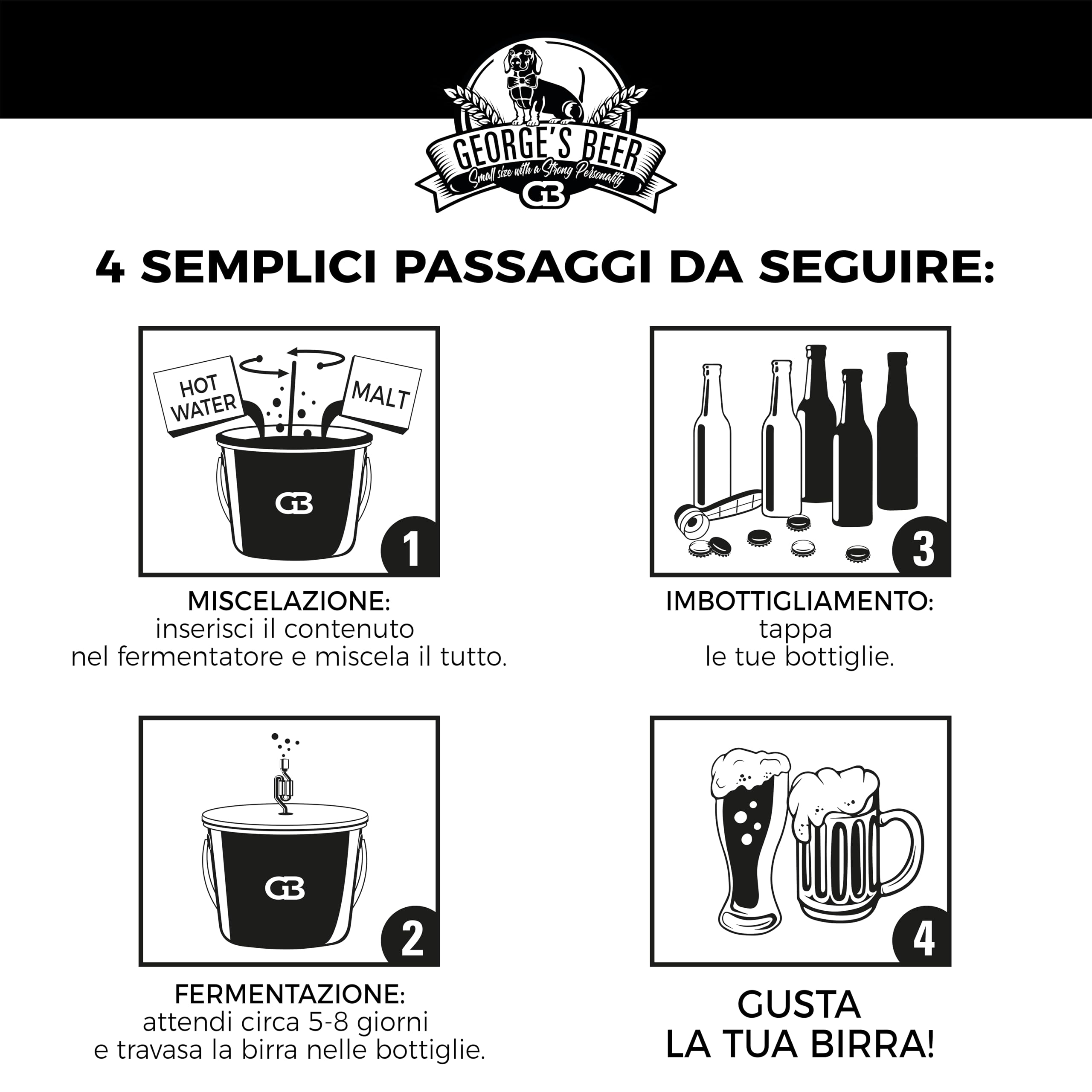 Beer & Wine - Kit Fermentazione George's Beer 5l - Birra Artigianale Fatta in Casa - Kit Malto Fermentazione - Kit per Produzione di Birra - Idea Regalo (Kit con Malto Lager) - 4