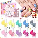 TOMICCA Kids Nail Polish Set, Non Toxic Quick Dry Water-Based Peel-Off 10 Colors Toddler Nail Polish Kit Natural Safe Quick Diy Kids Gifts Kit for Girls Ages 5+