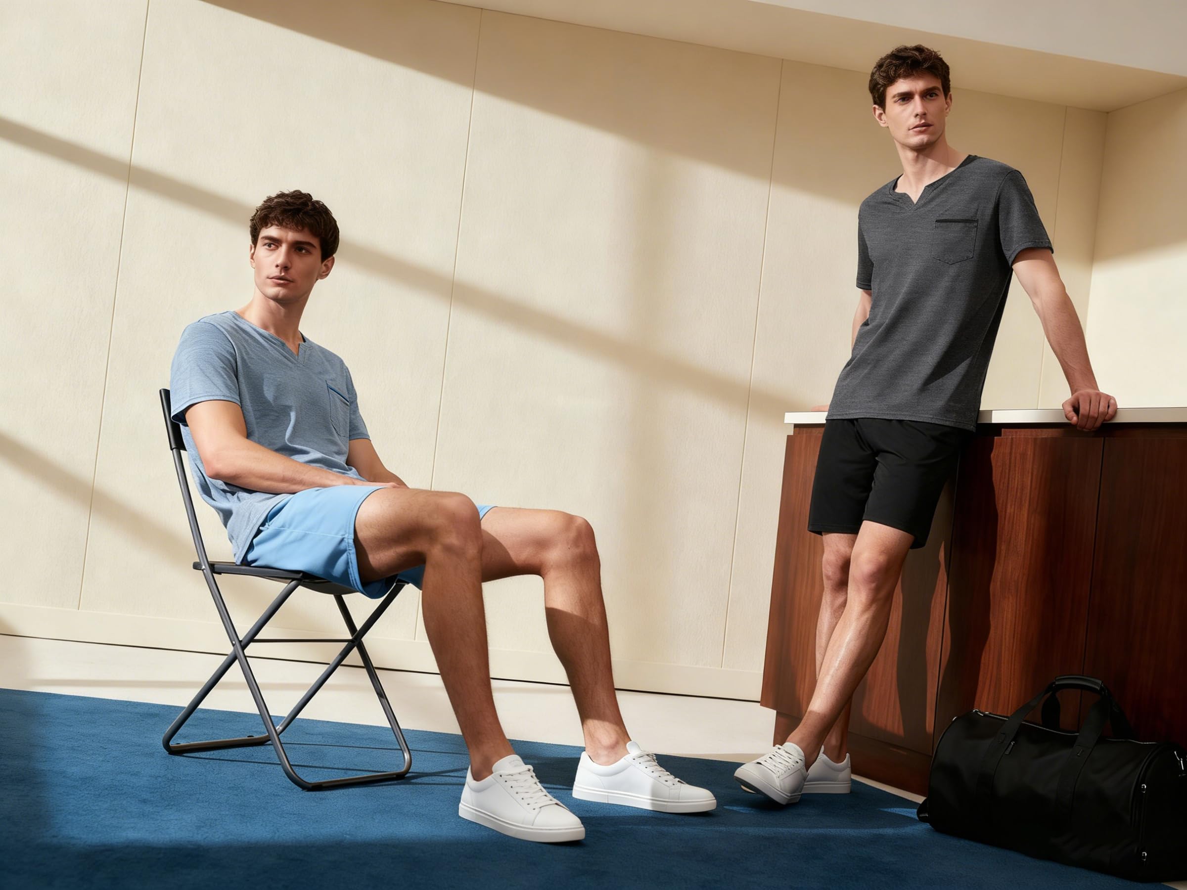 Pijama Hombre Verano Corto 2 Piezas Conjunto de Dormir Hombre con Camiseta de Manga Corta y Short Pijama Ligero y Cómodo Ropa de Casa