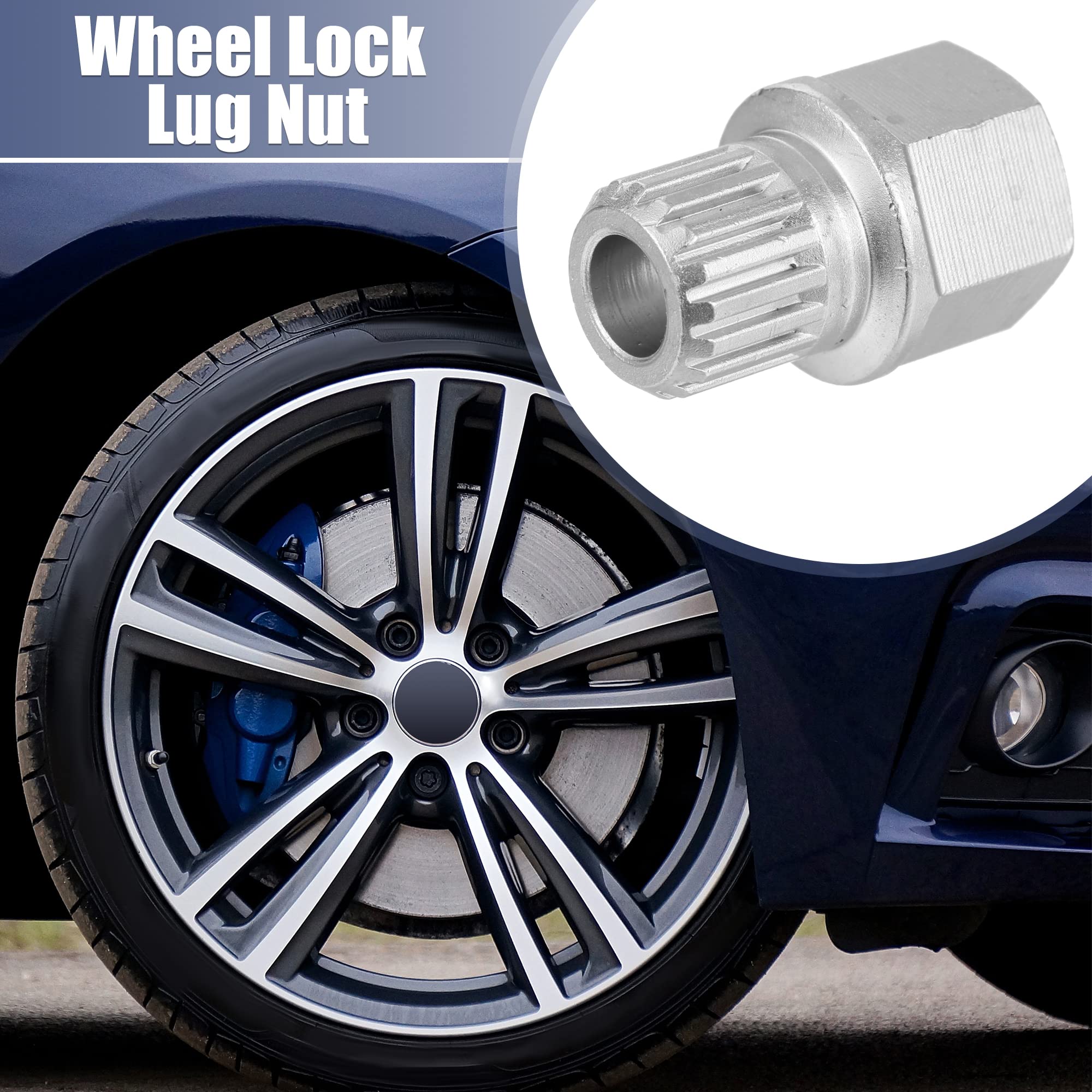 A ABSOPRO Clé pour Écrou Antivol De Roue Argenté 1pc pour VW | 62/17PT, 20x30mm, Diamètre 14mm, Pour VW, Outil De Retrait Et Installation