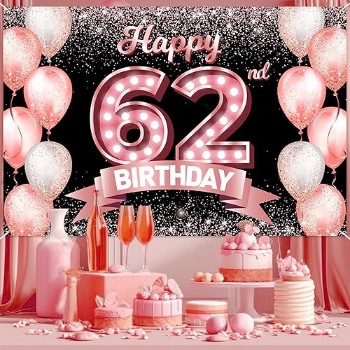 Vista 217 de Happy 21st Birthday Rose Gold Banner Backdrop Cheers to 21 Years Old Confetti Balloons Theme Decor Decorations for Women 21 Years Old Pink Birthday