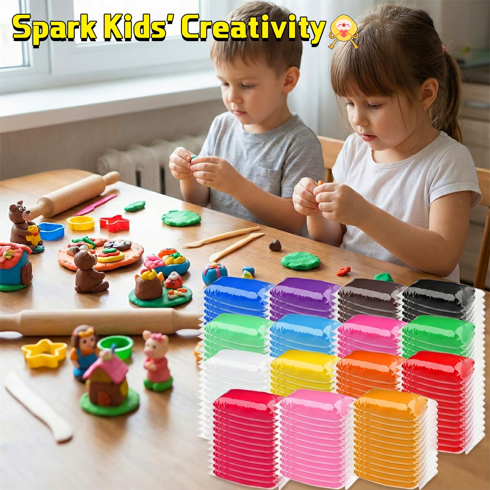 VioraWhite 144 pezzi di argilla secca all'aria, 2,154 g, kit di argilla morbida fai da te, in schiuma magica, per scolpire, regali per bambini, forniture scolastiche per feste, progetti artistici