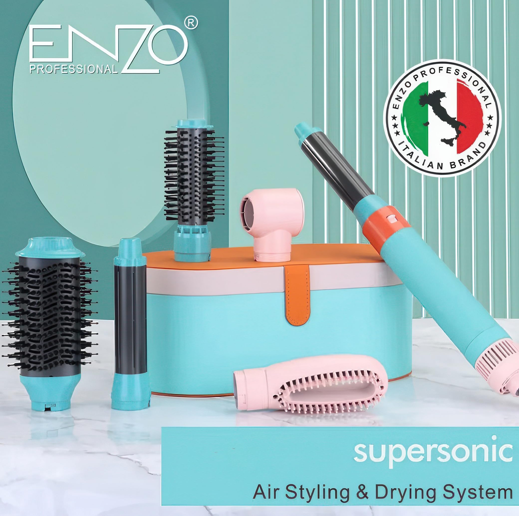 Enzo 5-in-1 Hair Dryer Brush & Air Curler + NOVIQ Heat Spray 250ml |
