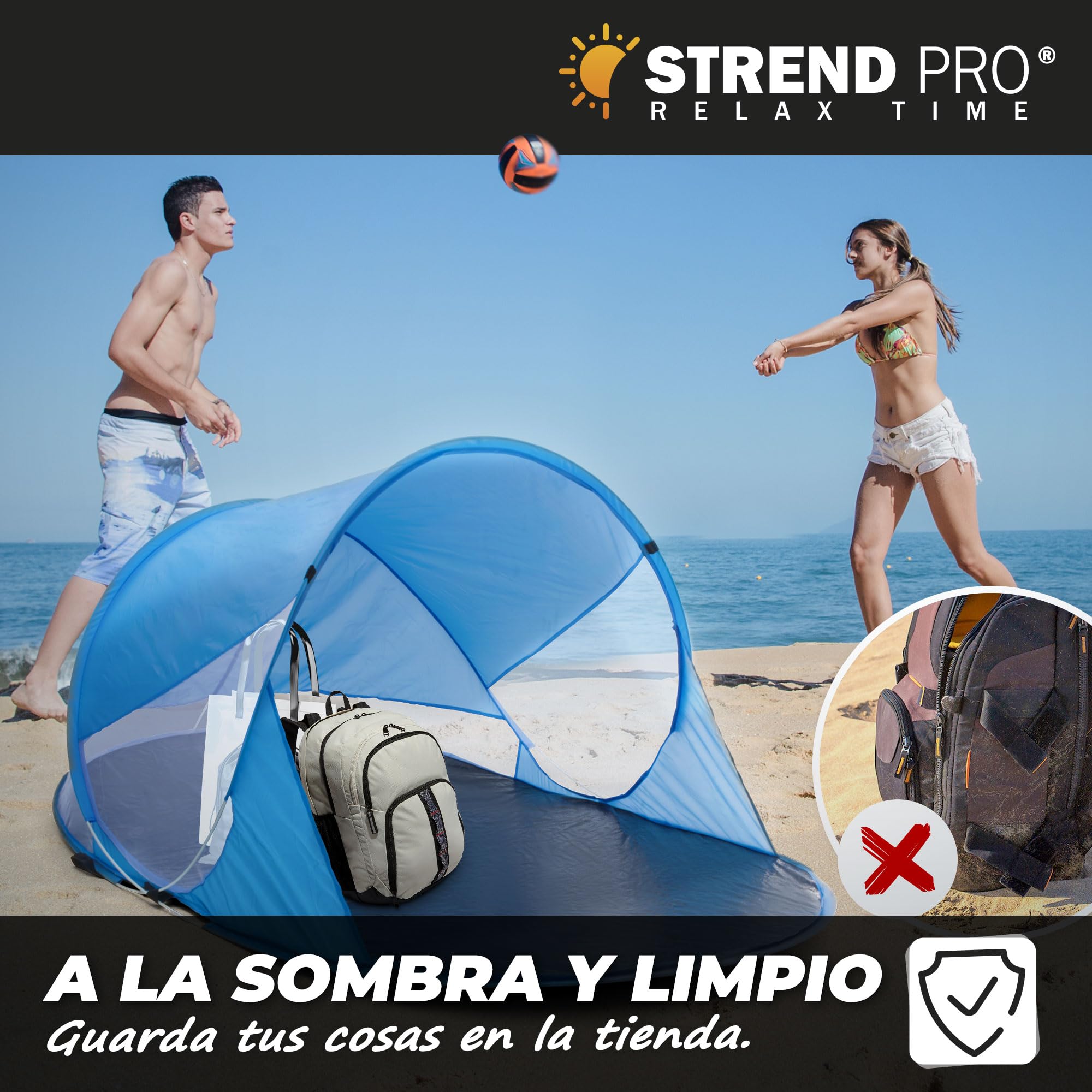 STREND PRO Tienda de campaña Pop Up 190x120x90 cm Protección UV Playa