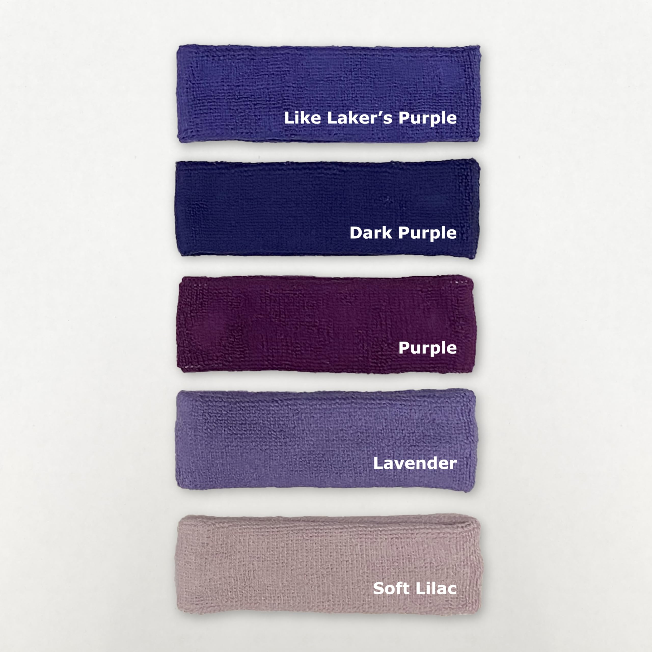 Couver Terry Solid Color Headband/Sweatband, 4 Pieces, Laker Purple