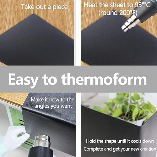 Miniatura 10 de Frddiud Hoja de plástico ABS negro, 6 piezas de láminas rígidas de ABS de 12 x 16 pulgadas (acabado mate y texturizado), materiales de bricolaje