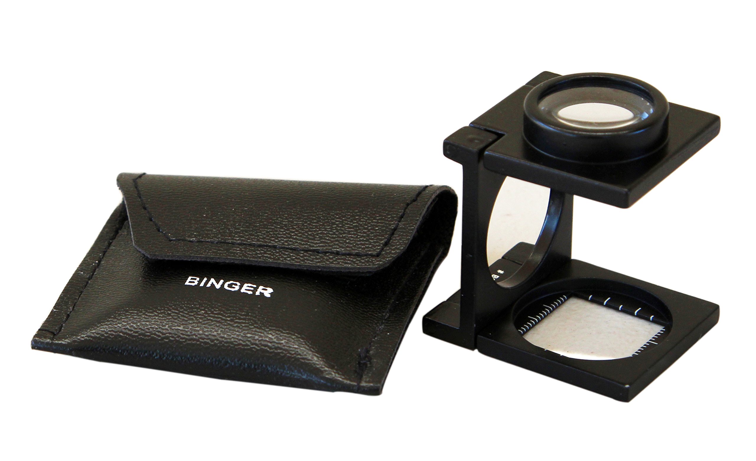 Binger BG602 8X Folding Magnifier Metal Optical Glass Linen Tester Compact Size