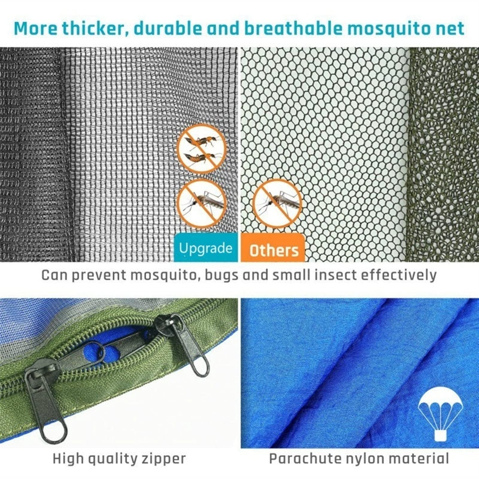 Schaukel Camping Hängematte mit Netto-Pop-Up-Licht, tragbare Portion im Freien Fallschirmhamm, Campingbedarf Klettergeräte & Schaukeln (Color : A)