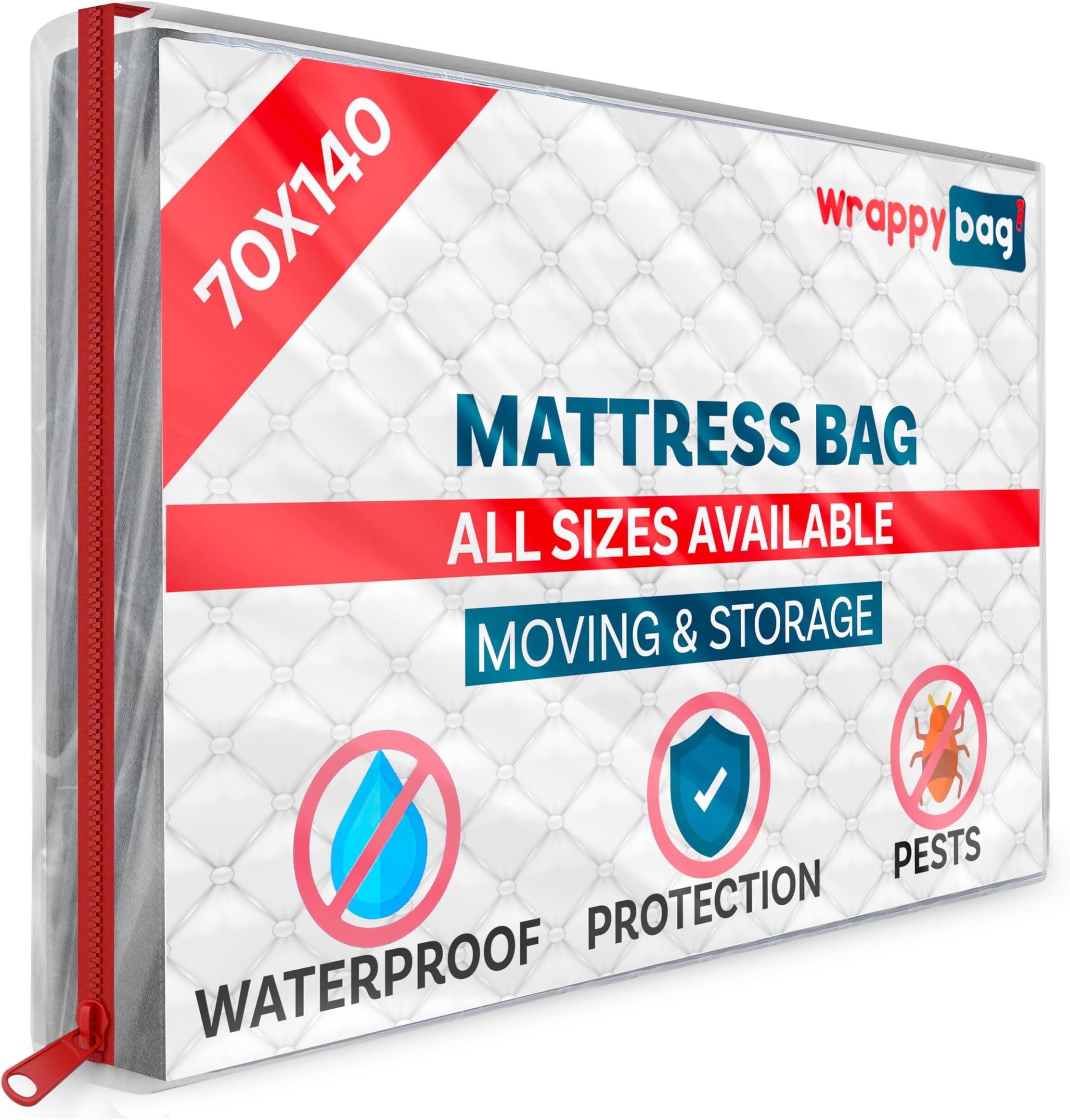 WRAPPYBAG – Protective Plastic Mattress Case — Baby Size — Waterproof, Anti-Tear Storage Bag — For House Moves, Storage and Transport (28" x 55")