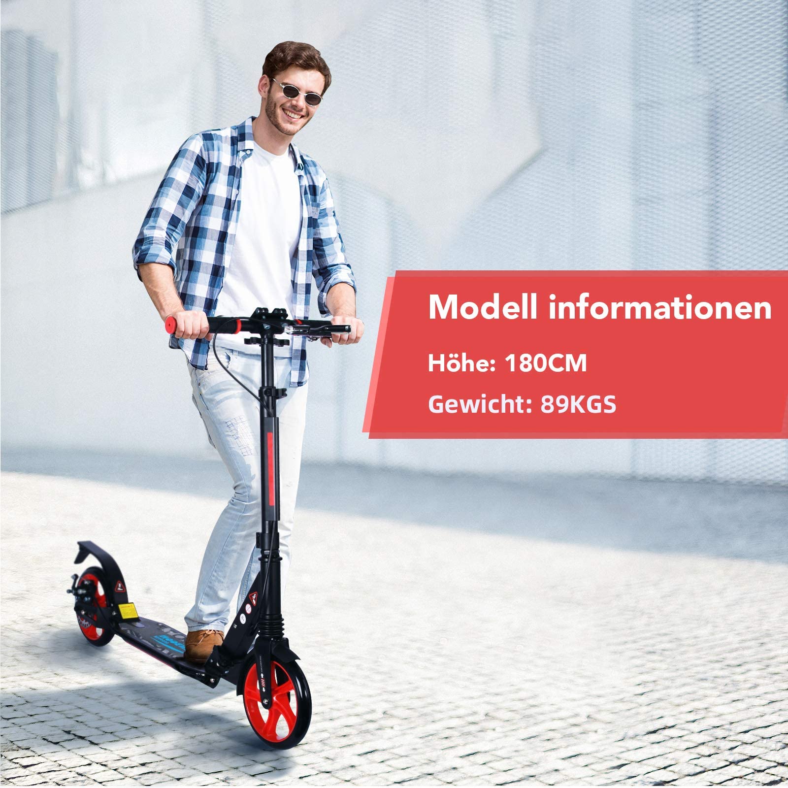 Kinder step met 12'' luchtbanden – dubbele V-brake – zwart
