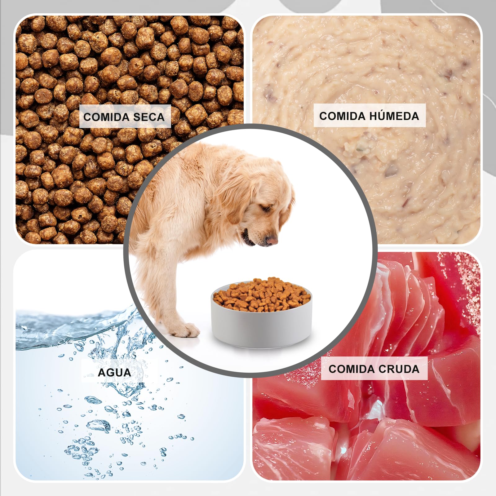 Ceramica Bebedero y Comedero Perro Antideslizante - Comedero para Perros Medianos y Grandes Ideal para Comida y Agua - 21,5 cm - 750 g / 1750 ml - Blanca