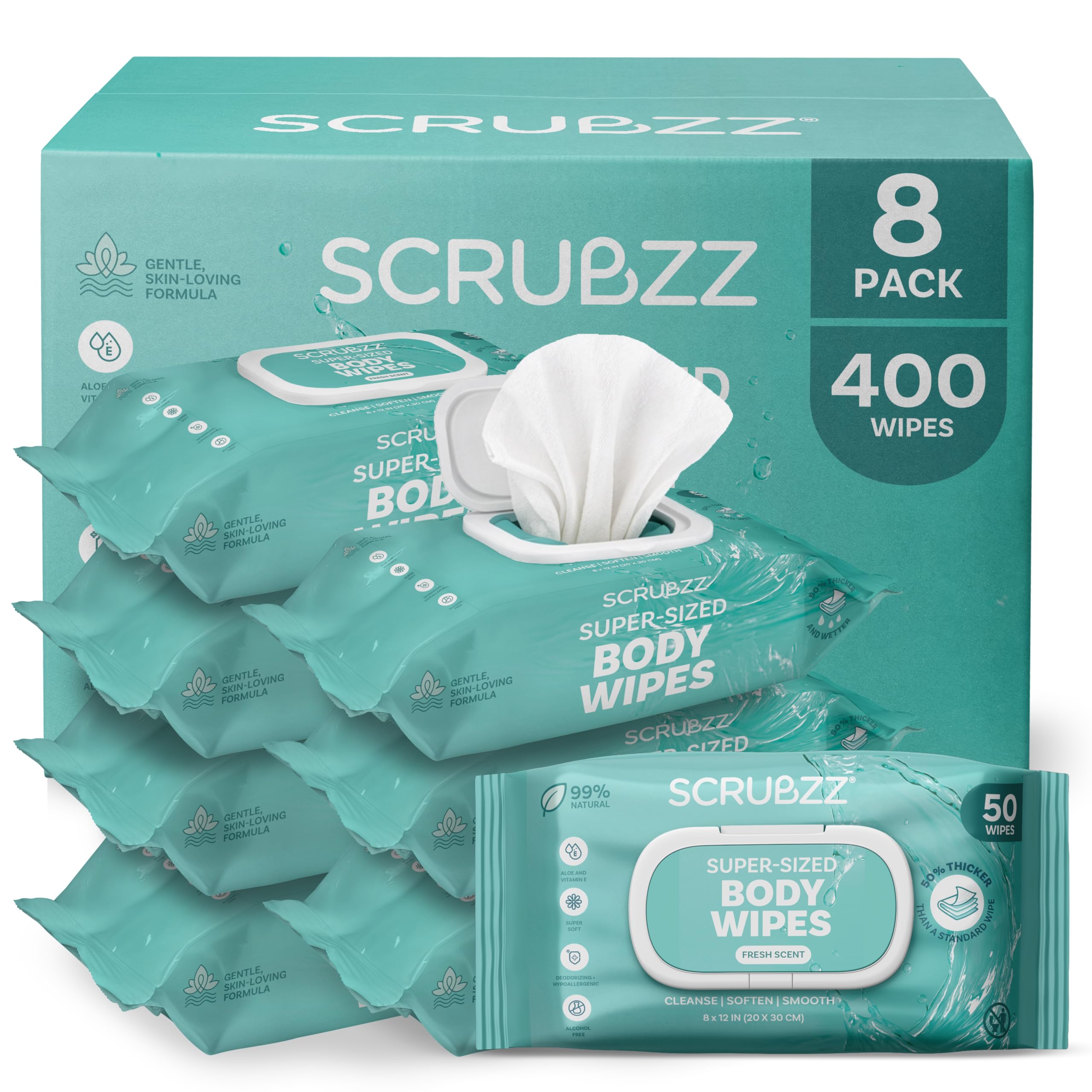 Adult Wipes for Elderly, Extra Large 8” x 12” – Thicker, Premium & Extra Moist No Rinse Whole Body Bathing & Incontinence Wipes – For Men and Women,