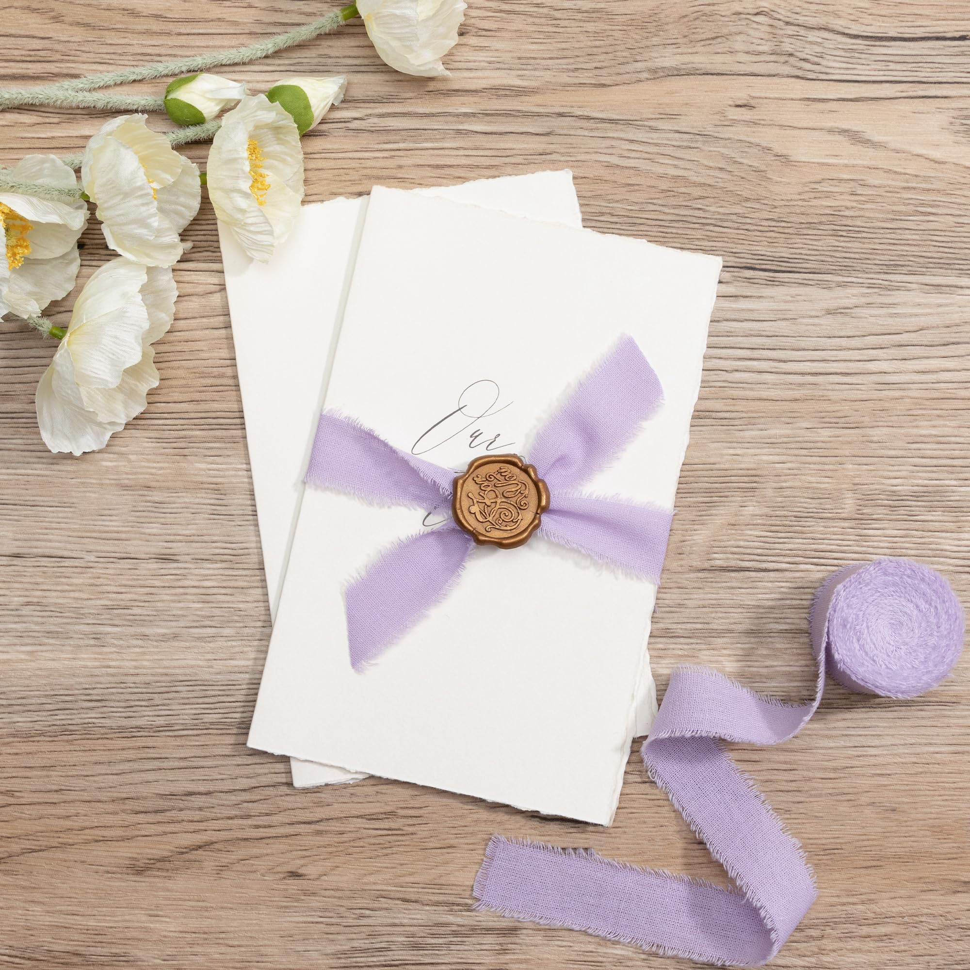 Keypan Cinta morada de 1 x 15 yardas con flecos deshilachados, cintas de algodón lavanda para envolver regalos, invitaciones de boda, ramo de flores, baby shower