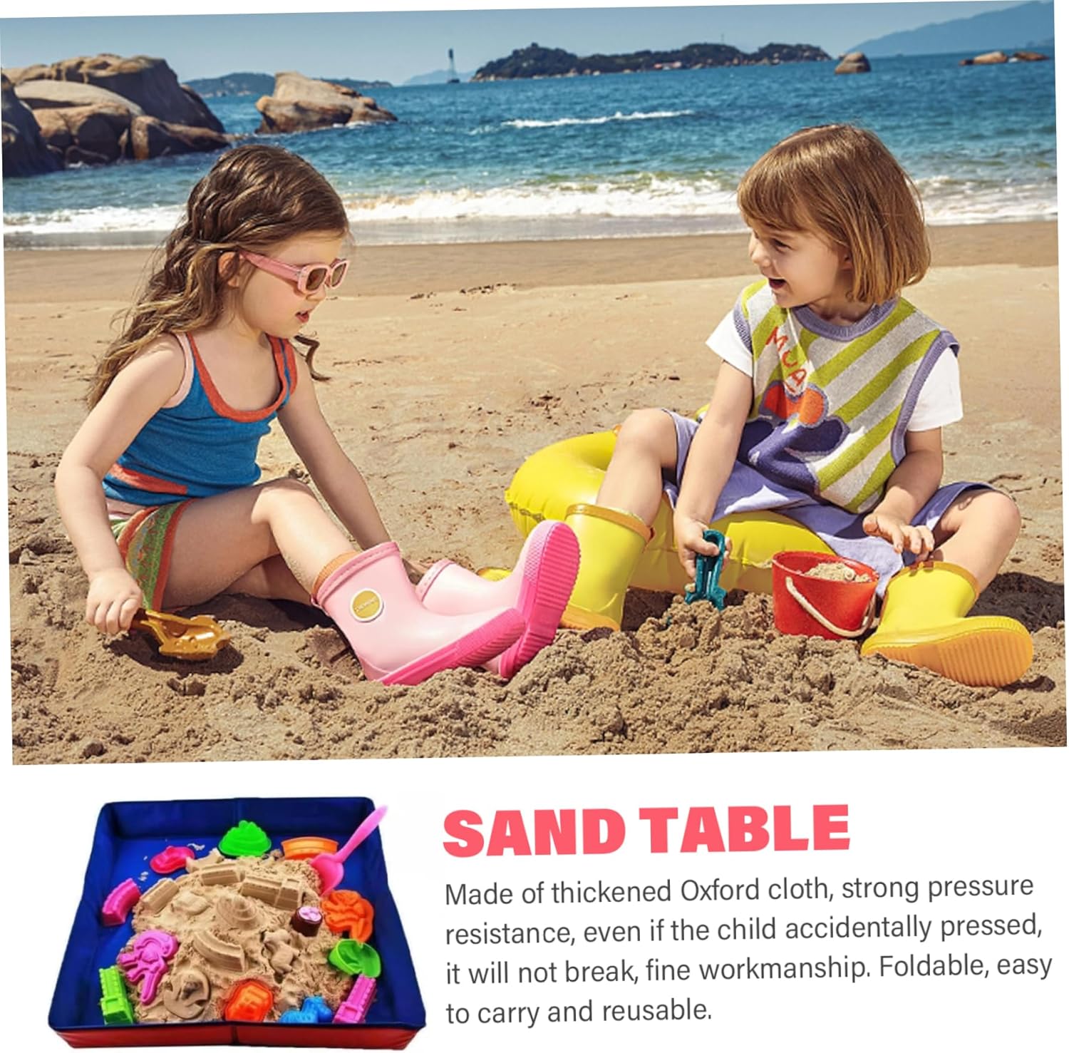 Sand Table 19, 69x19, 69x3, 15, Sand Box Folding PVC Outdoor Safe Box Toys Funny Tray Educational Sensory Toys for Children