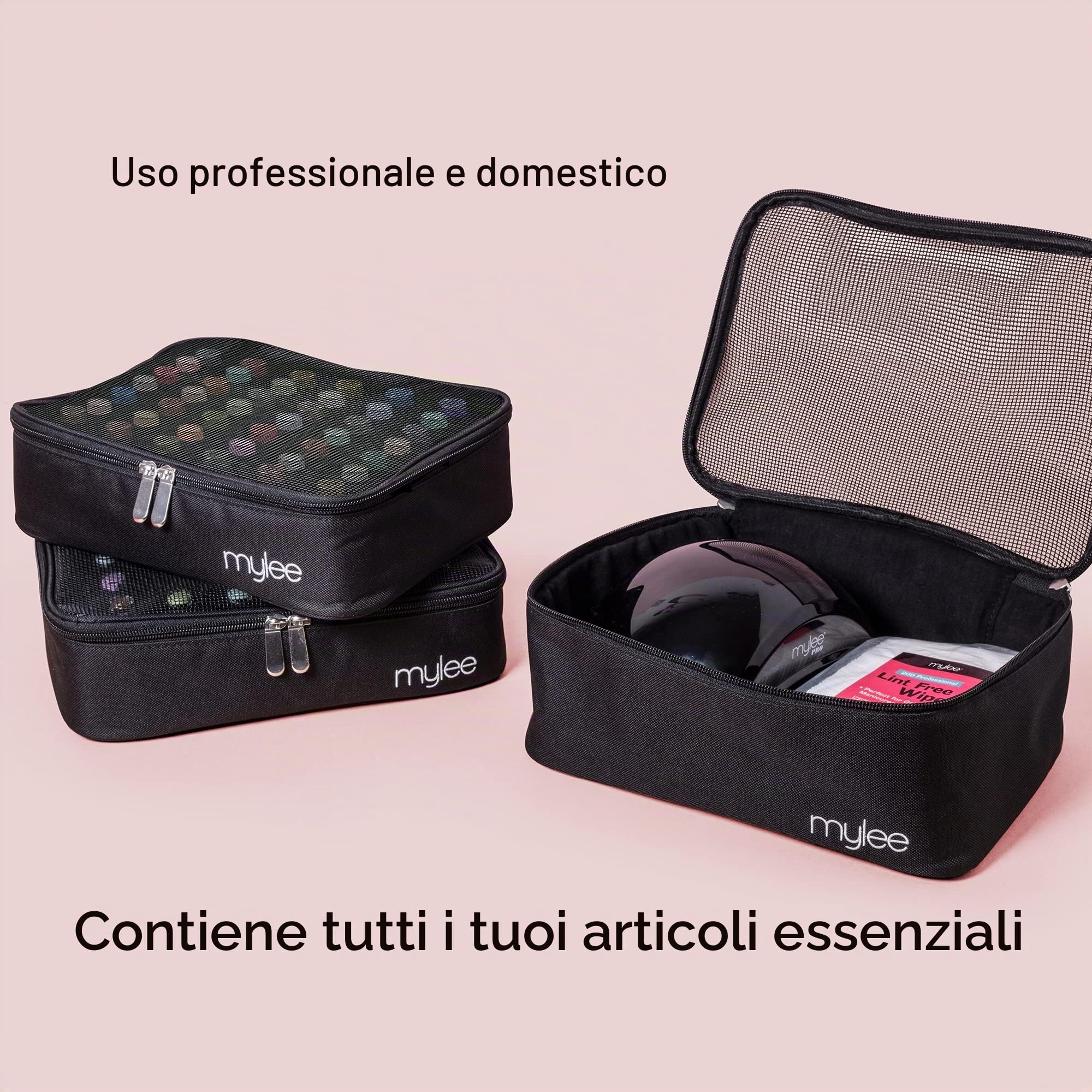 MYLEE Organizer per Set Smalto – Valigetta Porta Smalti per Unghie | Borsa Organizer per Onicotecnica ed Estetista, con Maniglia e Inserti in Gommapiuma, Contiene 84 Smalti