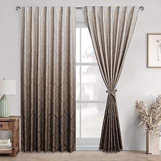 DWCN Damask Patterned Curtains 84 inches Length - Back Tab/Rod Pocket Ro...