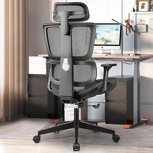 Primy Gaming Chair Ergonomic Office Chair, High Back Breathable Mesh Desk Chair with Adjustable Lumbar Support, Ergonomic Computer Chair Adjustable Swivel E-Sports Lifting Gamer Task Chair (Black) - 988ZK - Black