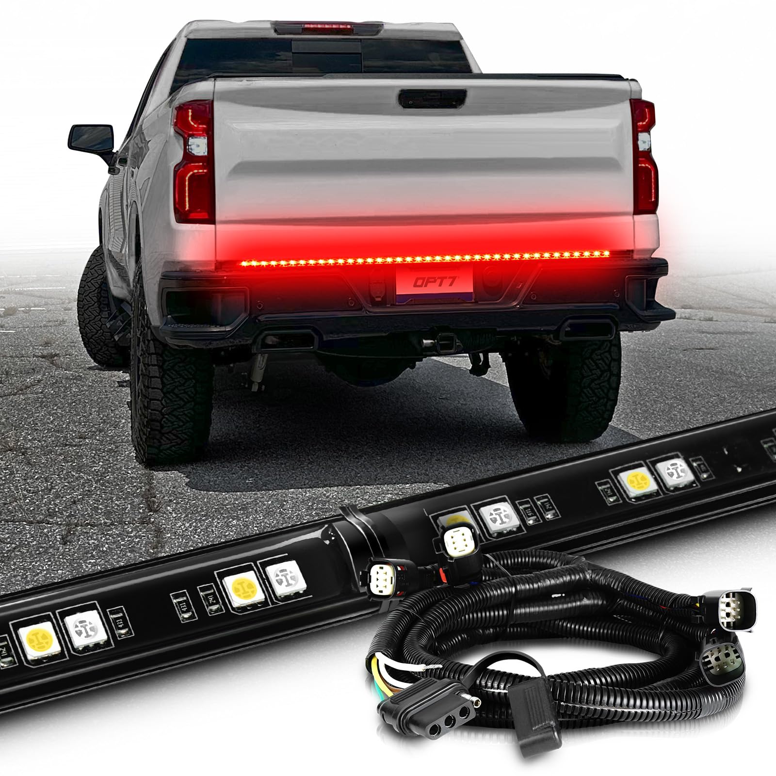OPT7 Dynamic Taillight for Chevy Silverado GMC Sierra 1500 2019-2024 Redline 60 Aluminum Rigid 2-Section Single Row LED