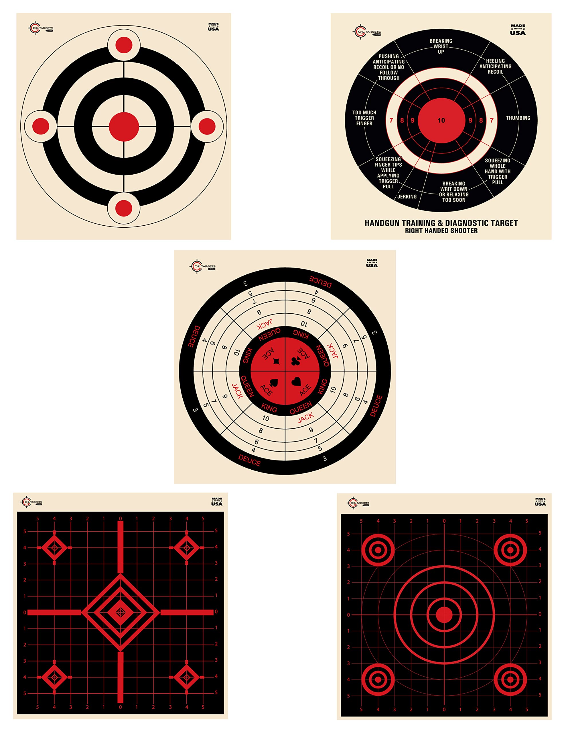 Buy Shooting Range Targets, 50 Target Pack, 10 Targets Each Target Design, Silhouette Targets