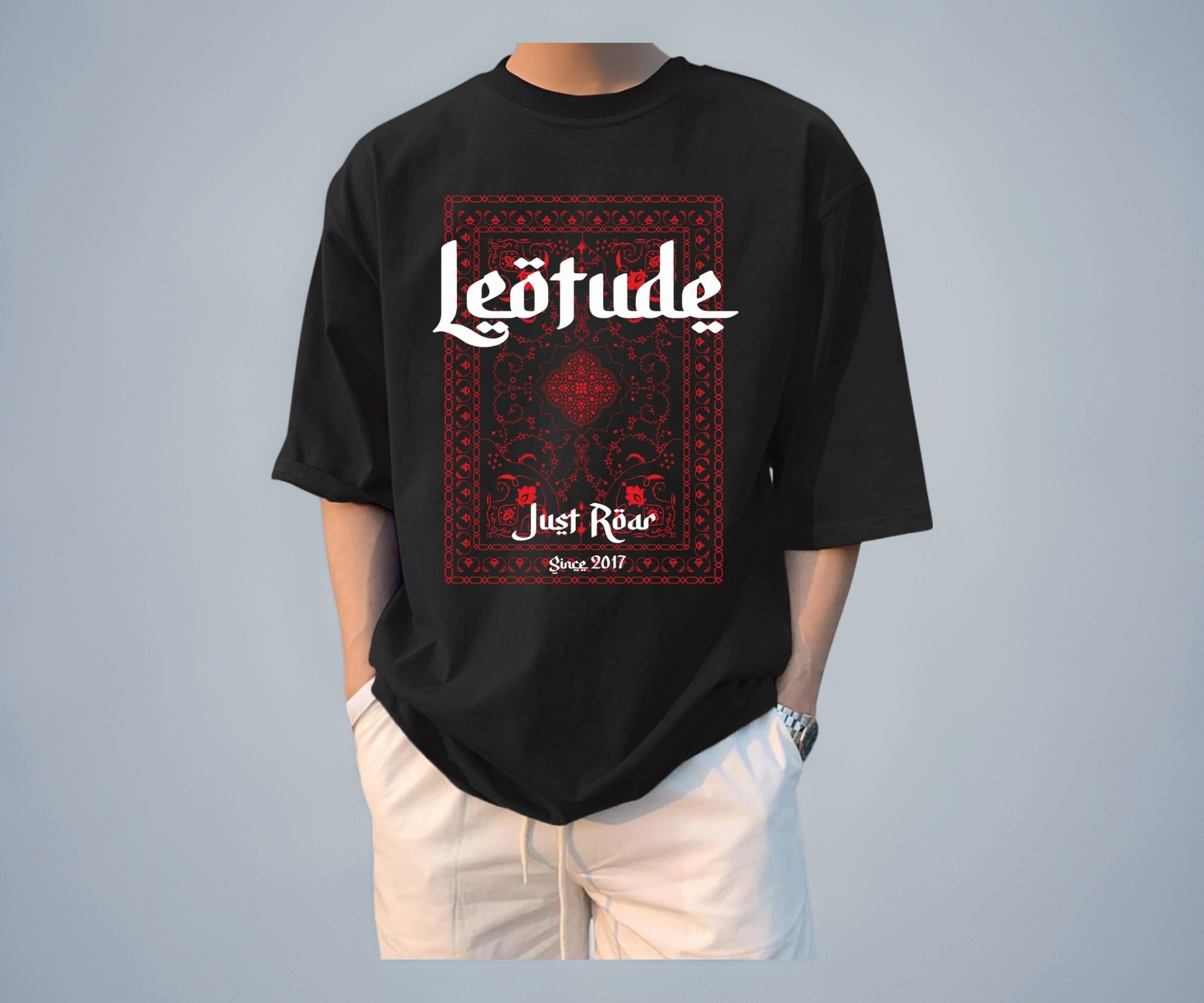 LEOTUDE Men's Half Sleeve Printed T-Shirt