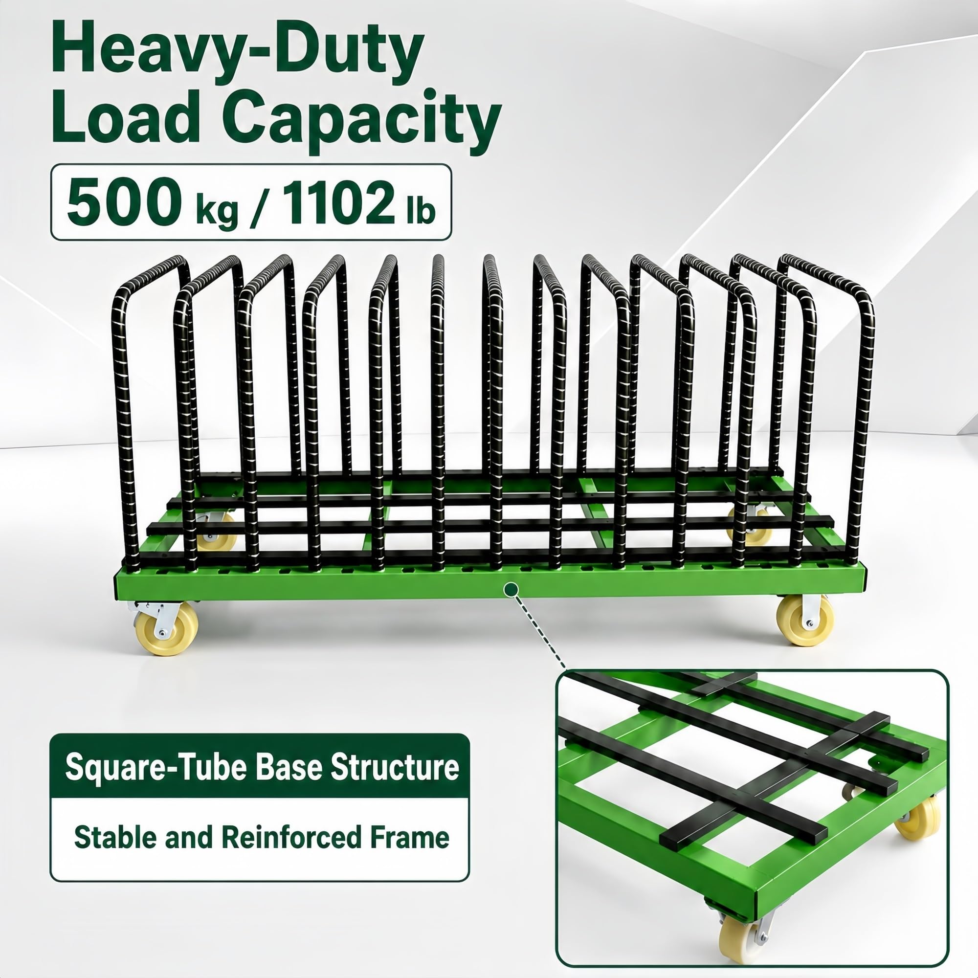 Plattenwagen Mit Vier 5-Zoll-Nylonrollen | Mit Herausnehmbaren Trennwänden For Glas, Steinplatten Und Holzplatten(22-Slot High)