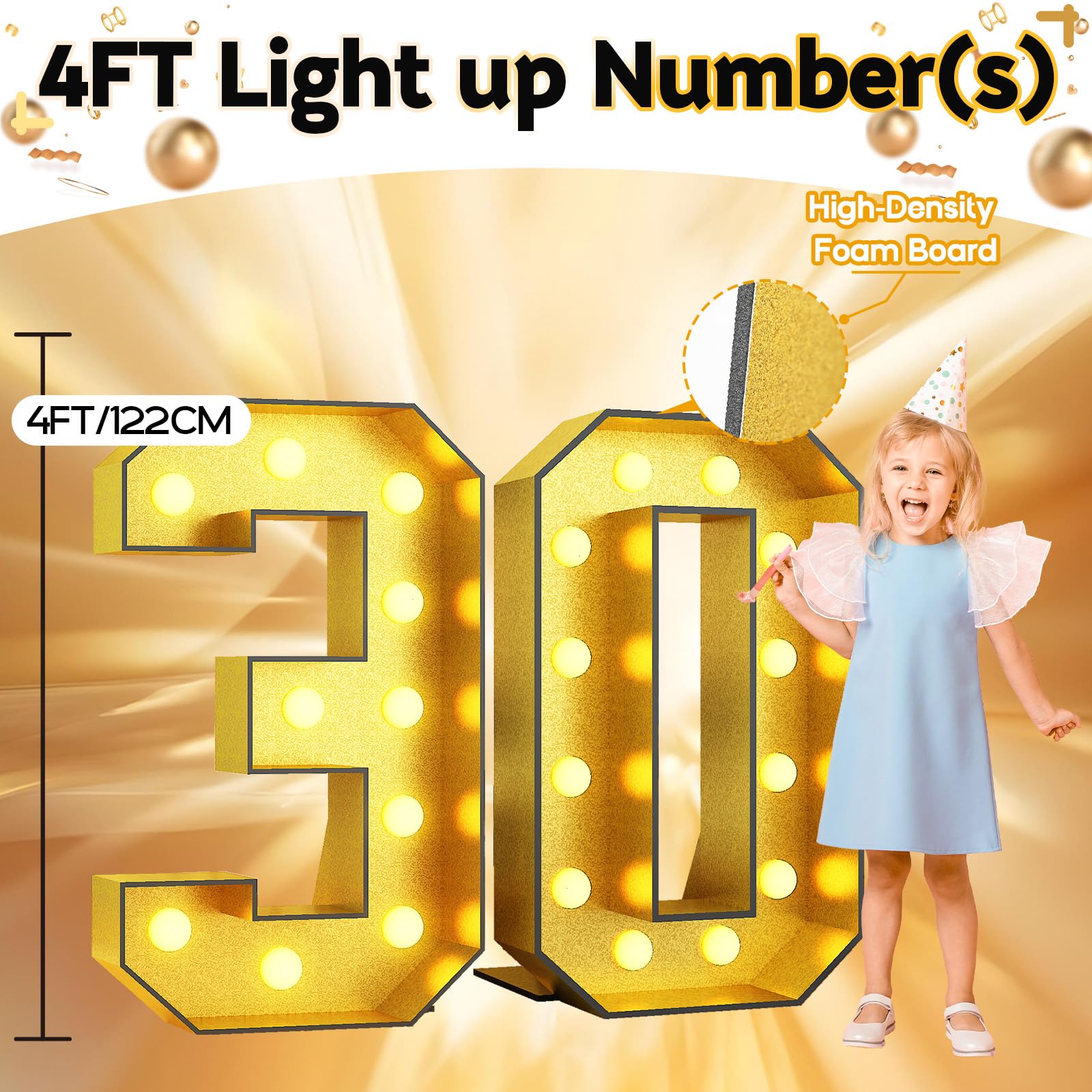 Snapklik.com : Light Up Numbers 30, 4FT Light Up Numbers 30 Marquee ...