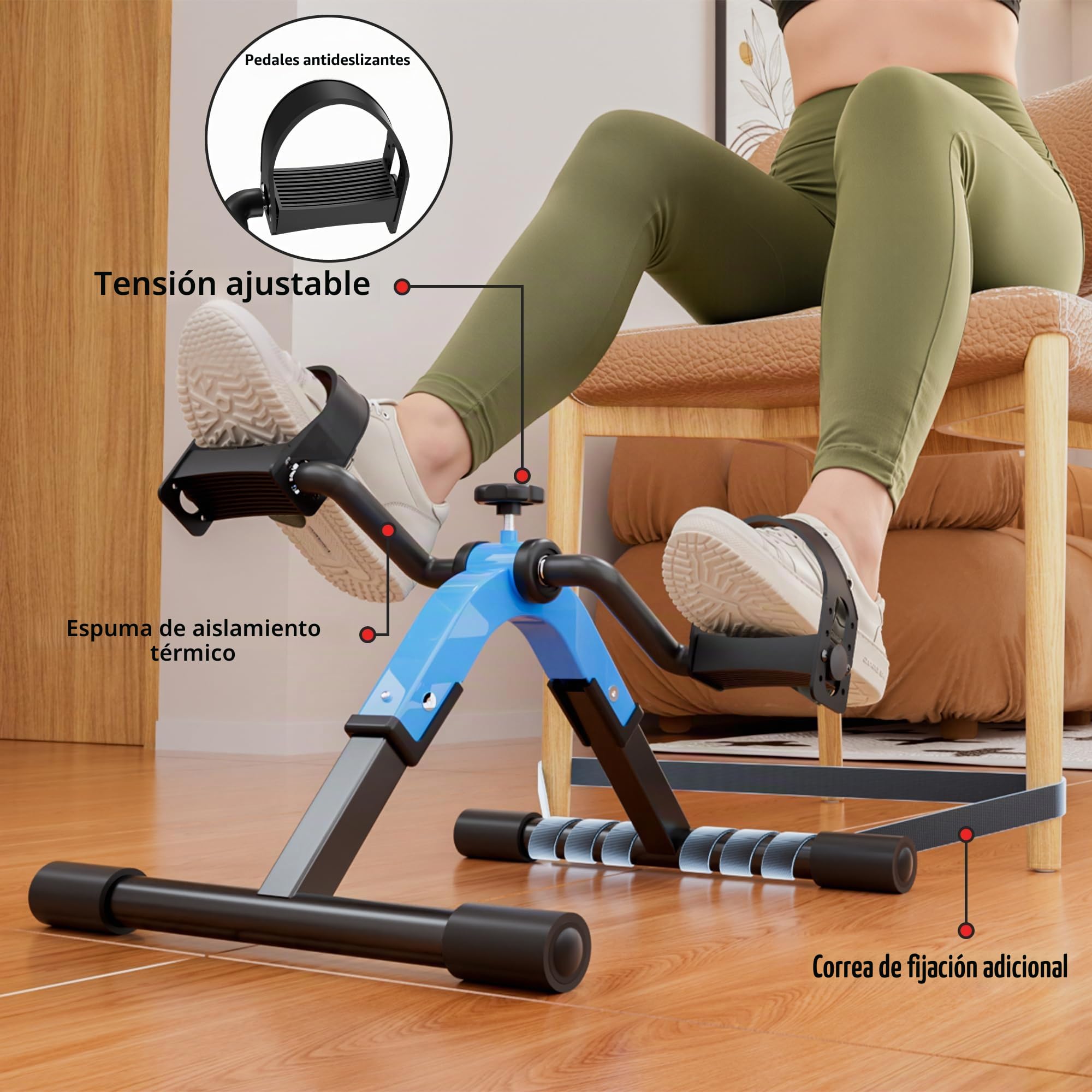 RYGEO Pedales Estáticos Personas Mayores, Mini Bicicleta Estática Pedales, Pedaleador Estático Plegables, Pedaleador de Piernas y Brazos, Pedales estaticos rehabilitacion, Pedalier Oficina