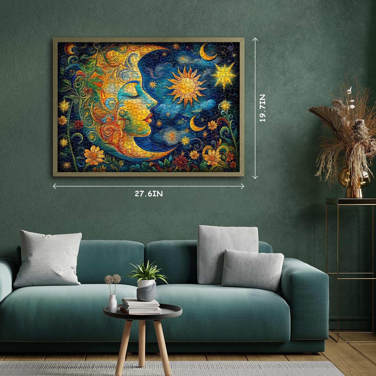 PICKFORU Moon Puzzles for Adults, Starry Night Puzzle 1000 Pieces, Sun Star Flower Art Puzzle, Impossible Difficult Hard Challenging Jigsaw Puzzles for Adults - Image 6