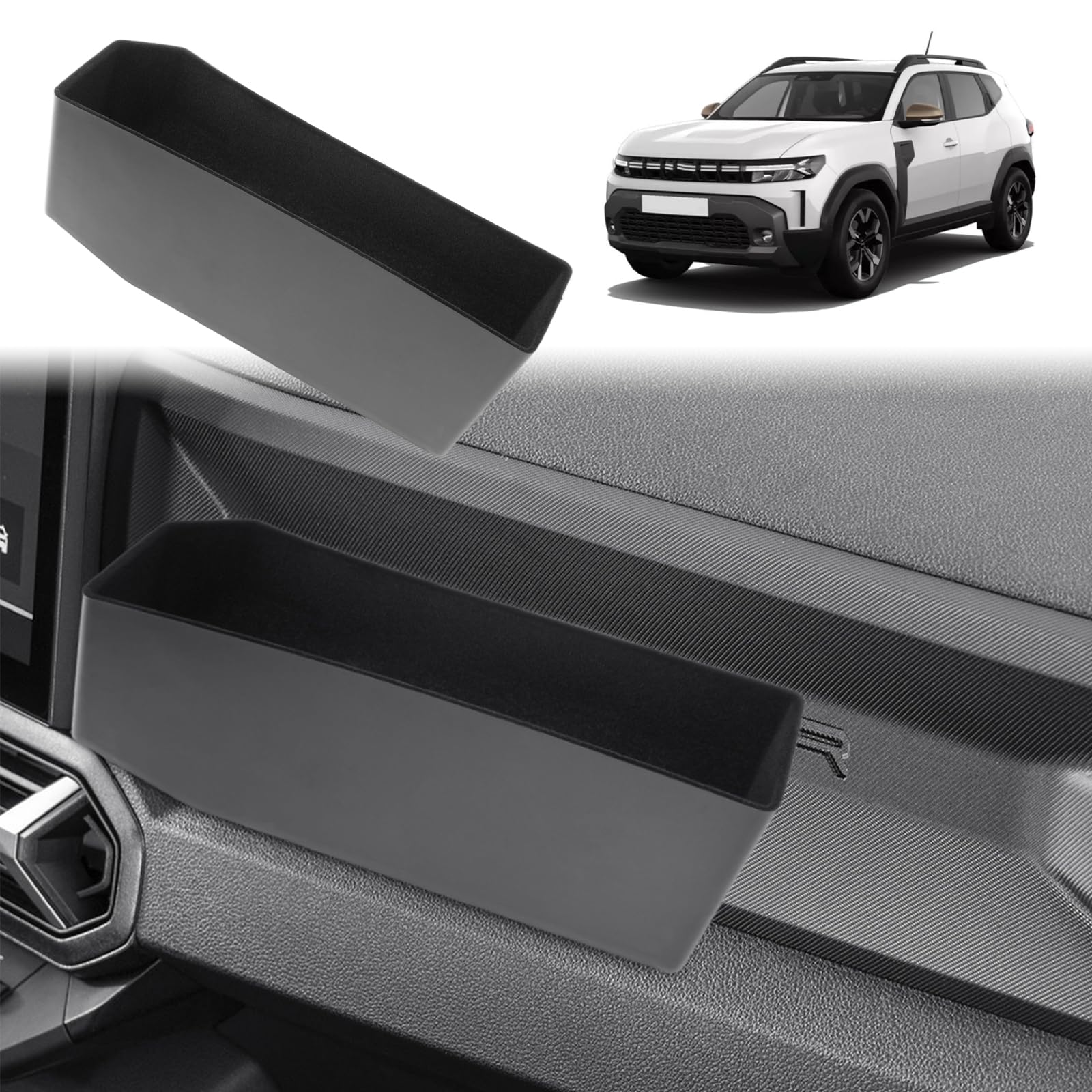 GAFAT Dacia Duster 3 2025 2026 2024/ Dacia Bigster Mittelkonsole Aufbewahrungsbox Für die Beifahrerseite, Dacia Duster 2025 Organizer Ablage mit Beflockung, 2025 Dacia Duster 3 Zubehör