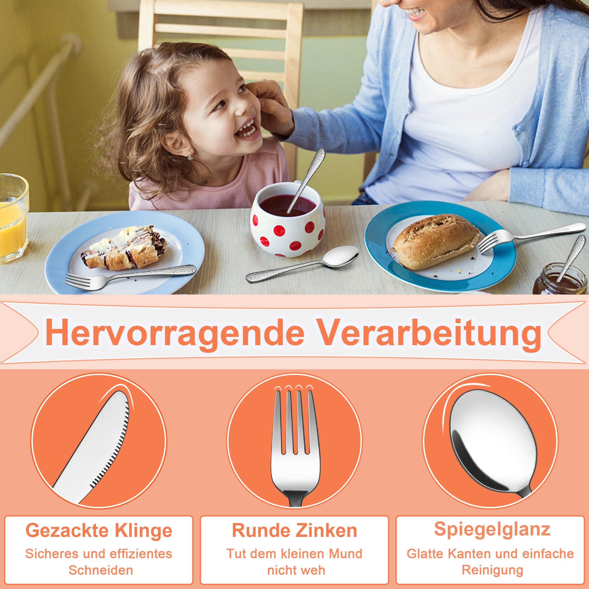 Brillibrum Design kinderbestek 4-delig zilver van roestvrij staal