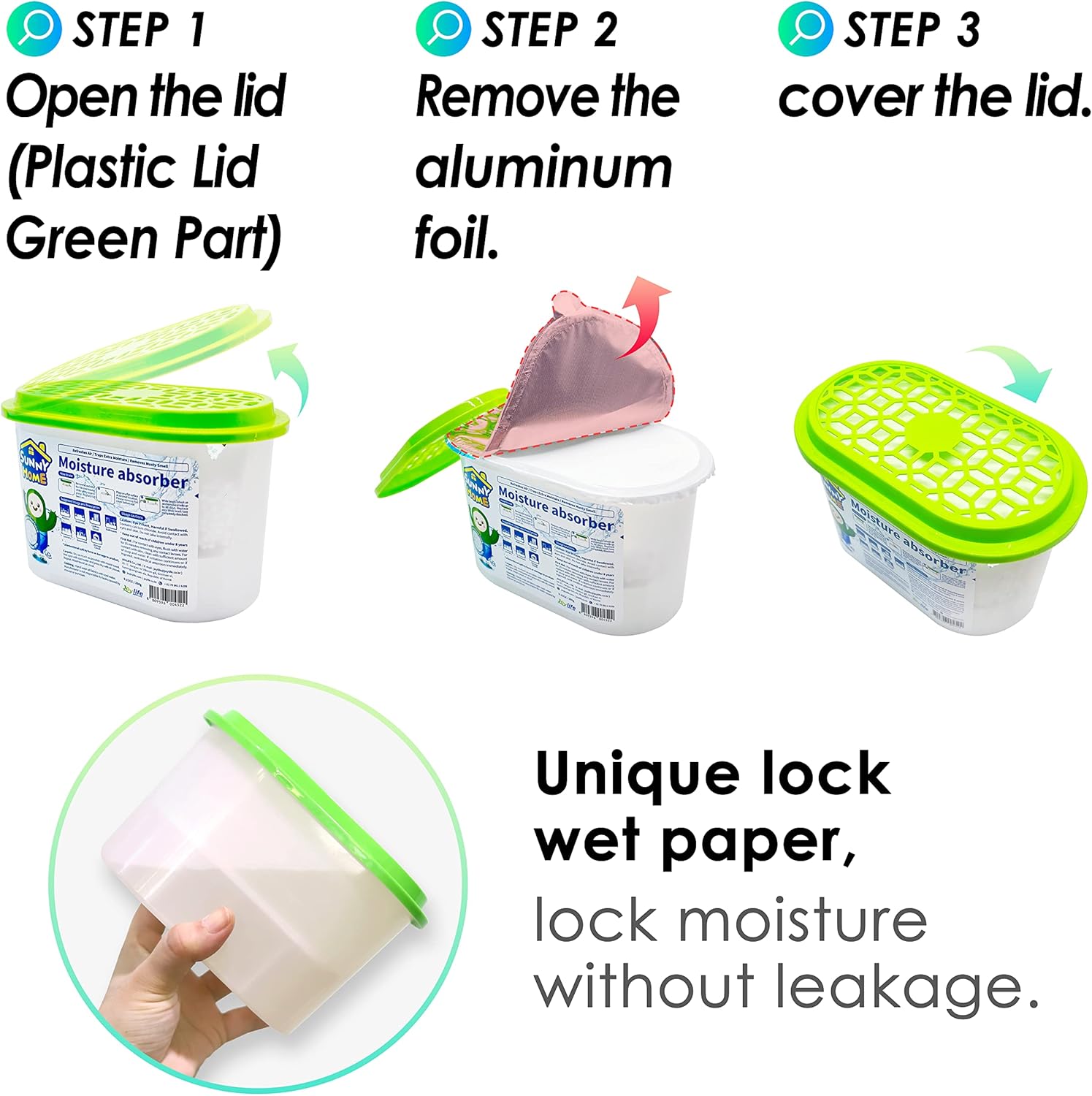 Sunny Home (24 Pack) Moisture Absorbers 9.17oz, Unscented, Odor Eliminator, Dehumidifier and Deodorizer for Closet, Bathroom, Kitchen in Home & RVs. WHITE