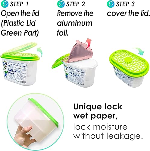 Miniatura 5 de Sunny Home Paquete de 24 absorbentes de humedad de 9.17 onzas, sin perfume, eliminador de olores, deshumidificador y desodorante para armario, baño,