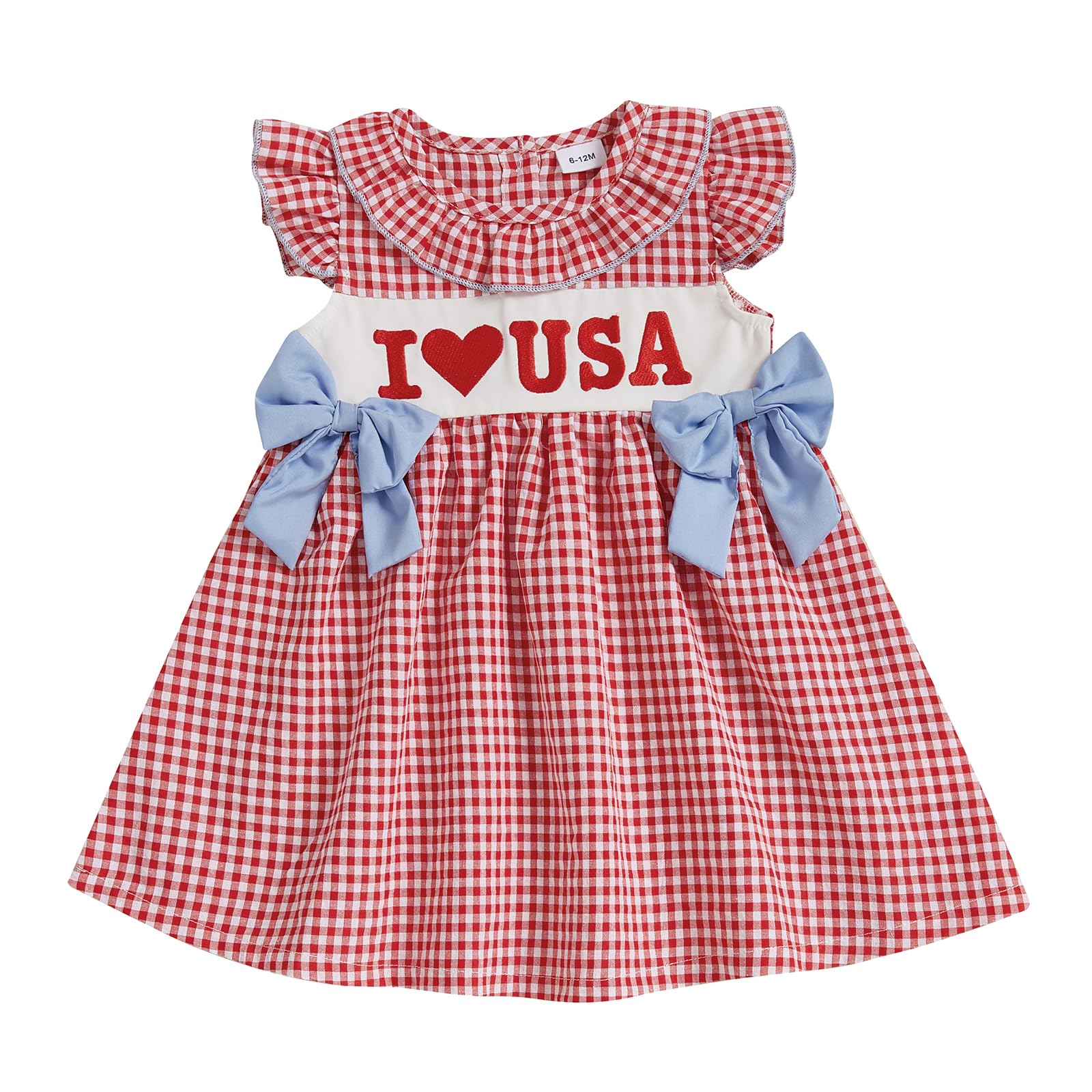 Toddler Baby Girls 4th of July Outfit Sleeveless Letter USA Embroidery Striped Dresses Summer Independence Clothes (Red, 2-3 Years)