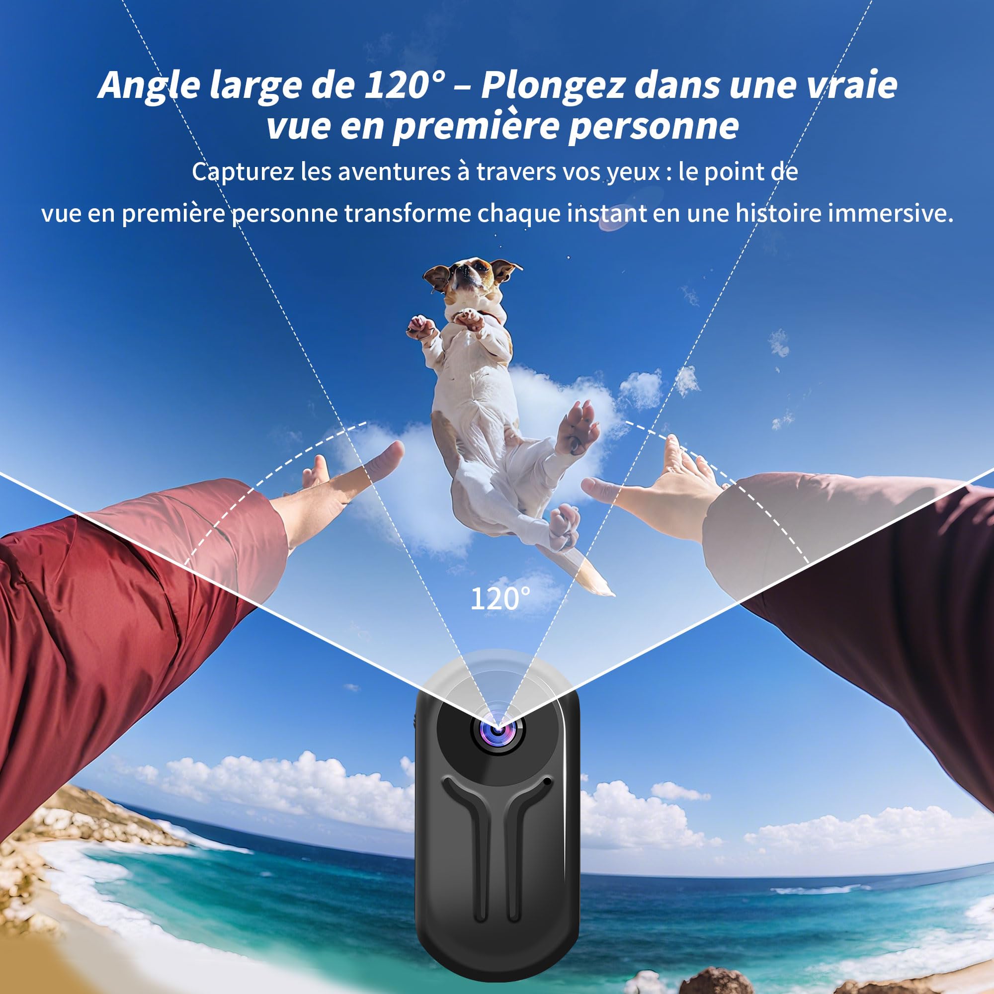 Caméra Sportive 1080P, Caméra d'action Magnétique