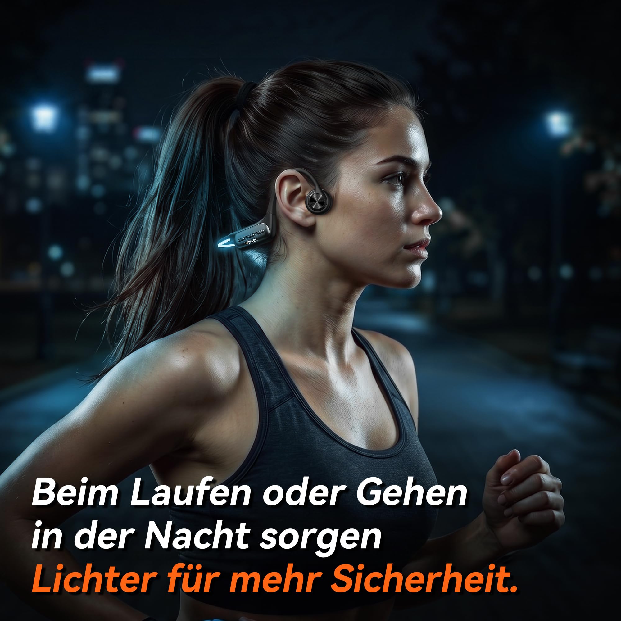 Wantek Knochenschall Kopfhörer Schwimmen IP68 Wasserdicht, Bluetooth 5.3 Open Ear Kopfhörer mit 32GB MP3 Player, Kabellose Sportkopfhörer für Schwimmen, Laufen, Radfahren, 8 Std. Akku